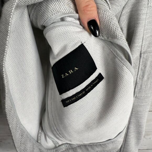 Zara Man Light Gray Slim Fit Bomber Jacket - Picture 3 of 3